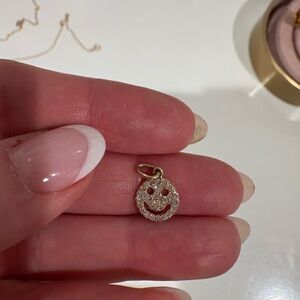 14k Gold Smiley Face Pendant with diamonds